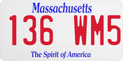 MA license plate 136WM5