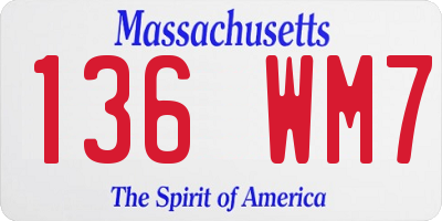 MA license plate 136WM7