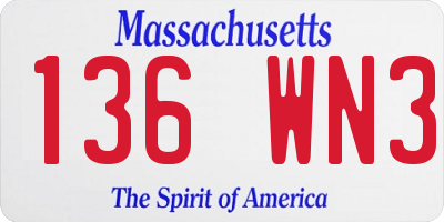 MA license plate 136WN3