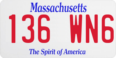 MA license plate 136WN6