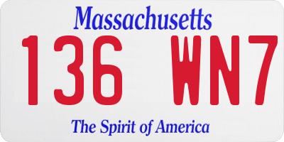 MA license plate 136WN7