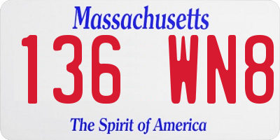 MA license plate 136WN8