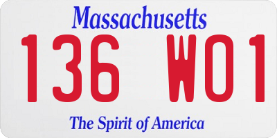 MA license plate 136WO1