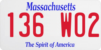 MA license plate 136WO2