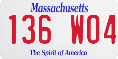 MA license plate 136WO4