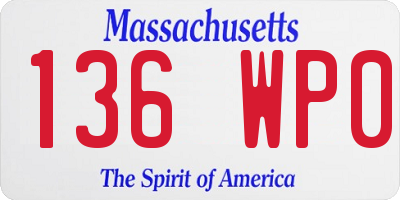 MA license plate 136WP0