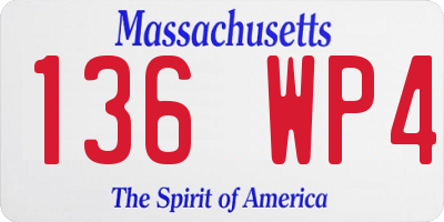 MA license plate 136WP4