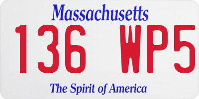 MA license plate 136WP5