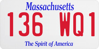 MA license plate 136WQ1