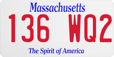 MA license plate 136WQ2