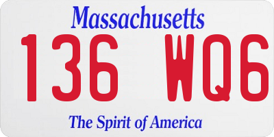 MA license plate 136WQ6