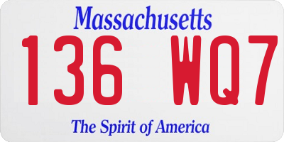 MA license plate 136WQ7