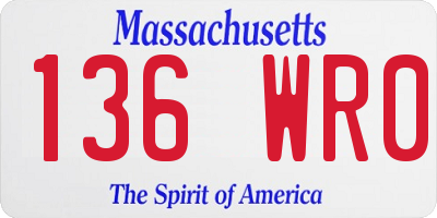 MA license plate 136WR0