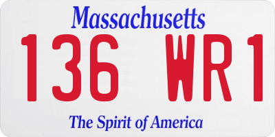 MA license plate 136WR1