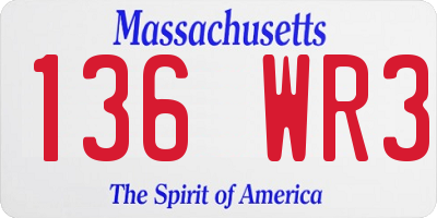 MA license plate 136WR3