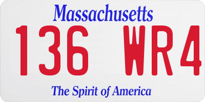 MA license plate 136WR4