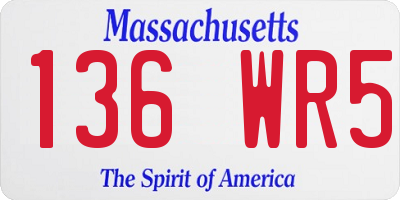MA license plate 136WR5