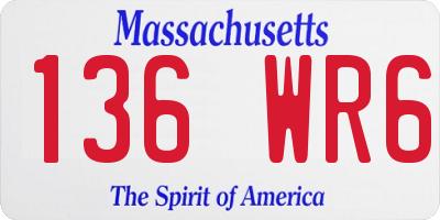 MA license plate 136WR6