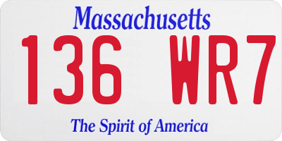 MA license plate 136WR7