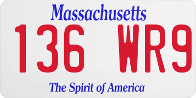 MA license plate 136WR9
