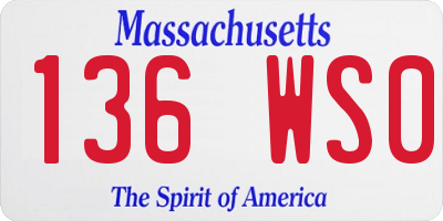 MA license plate 136WS0