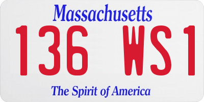 MA license plate 136WS1