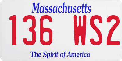 MA license plate 136WS2