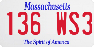 MA license plate 136WS3