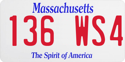 MA license plate 136WS4