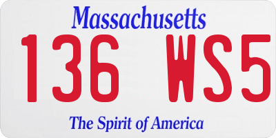 MA license plate 136WS5