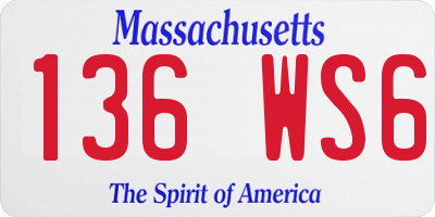 MA license plate 136WS6