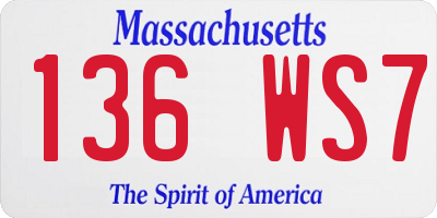 MA license plate 136WS7