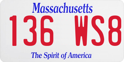 MA license plate 136WS8