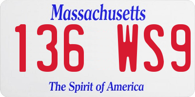 MA license plate 136WS9