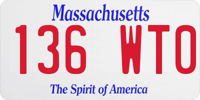 MA license plate 136WT0