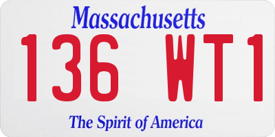 MA license plate 136WT1
