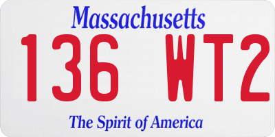 MA license plate 136WT2
