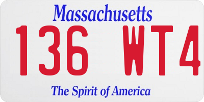 MA license plate 136WT4