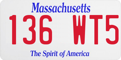 MA license plate 136WT5