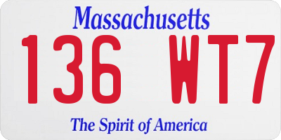 MA license plate 136WT7