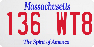 MA license plate 136WT8
