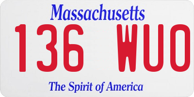 MA license plate 136WU0