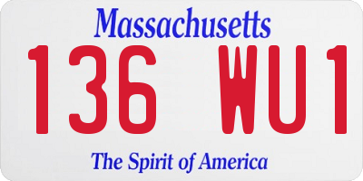 MA license plate 136WU1