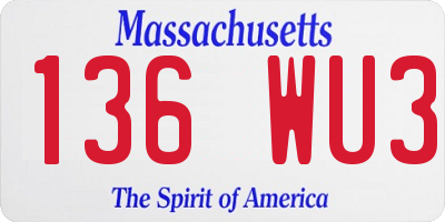 MA license plate 136WU3