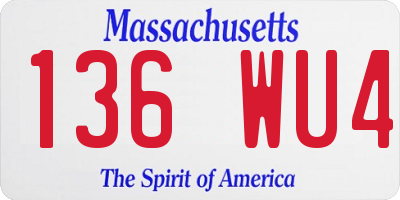 MA license plate 136WU4