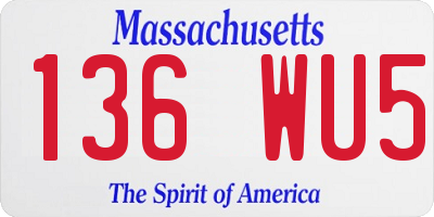 MA license plate 136WU5