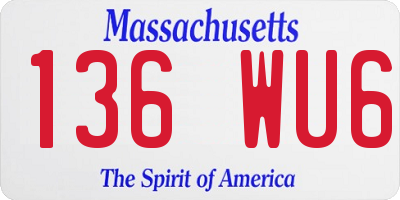 MA license plate 136WU6