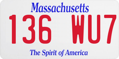MA license plate 136WU7