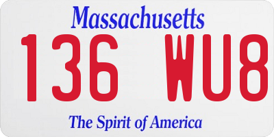 MA license plate 136WU8