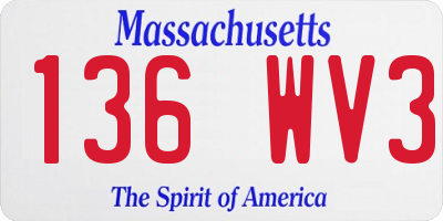 MA license plate 136WV3